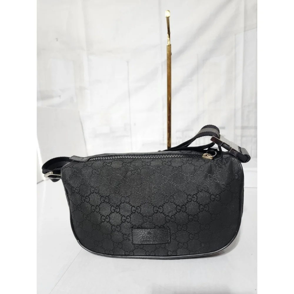 GUCCI Nylon Monogram Fanny Pack Belt Bag Black